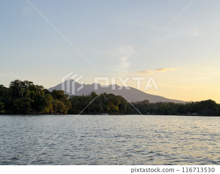 Volcano next to lake 116713530