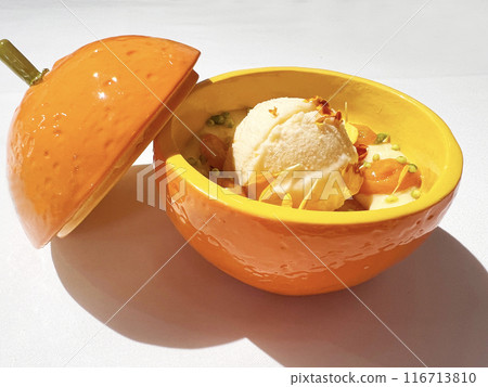 Orange sherbet with aromatic coffee 116713810
