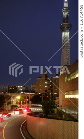 Japan landmark tallest building skytree tower, cars on the road in the city Japan landmark tallest building skytree tower, cars on the road in the city 116714459