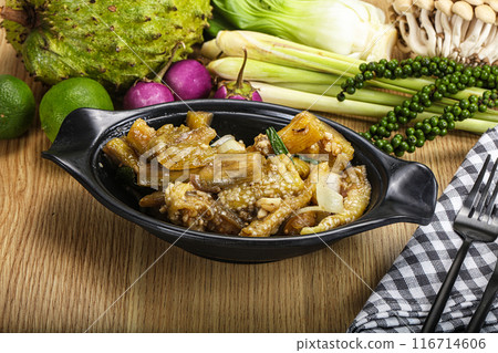 Roasted Thai eggplant with onion Roasted Thai eggplant with onion 116714606