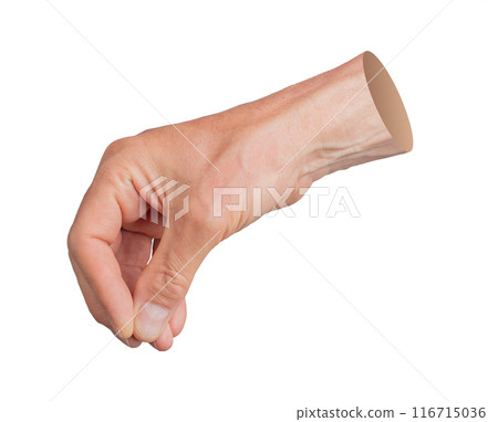 Pinch hand, fingers isolated on white background 116715036