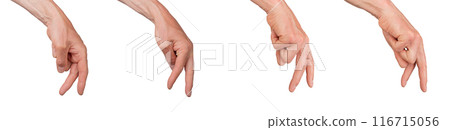 Finger walking gesture, step by step. Hand journey set isolated on white background Finger walking gesture, step by step. Hand journey set isolated on white background 116715056
