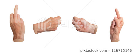 Rude bad offensive gestures, fig symbol and fuck, middle finger, hand sign isolated on white 116715146