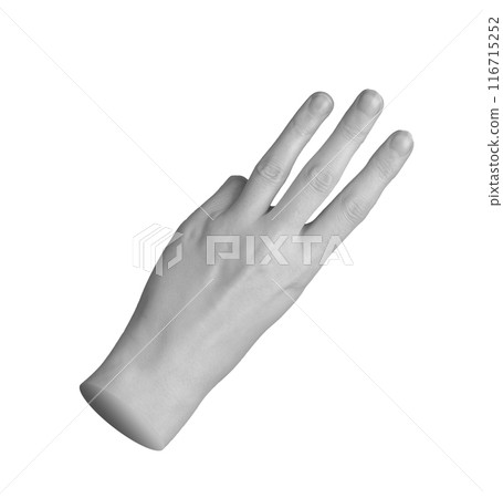 Counting and showing three 3 fingers, hand sign isolated on white background Counting and showing three 3 fingers, hand sign isolated on white background 116715252