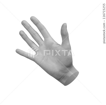 Hi gesture, waving greeting hand sign isolated on white background 116715255