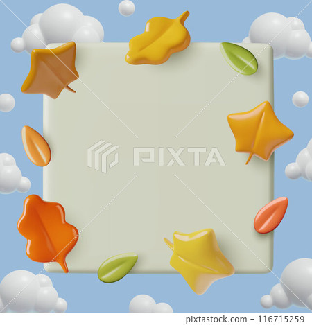 Autumn leaf frame 3d realistic vector design square background with copy space Autumn leaf frame 3d realistic vector design square background with copy space 116715259