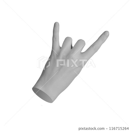 Rock gesture, horns fingers for concert, hand sign isolated on white background 116715264