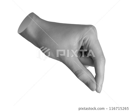 Pinch gesture, salting, holding something very little, thin, hand sign isolated on white background 116715265