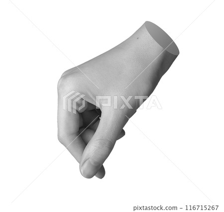 Pinch gesture, salting, adding final touch, hand sign isolated on white background 116715267