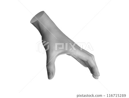 Taking and holding something invisible, empty space between two fingers, hand sign isolated on white Taking and holding something invisible, empty space between two fingers, hand sign isolated on white 116715289