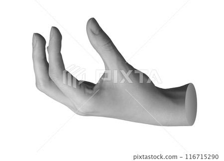 Holding, showing something small, little invisible, empty space, hand sign isolated on white Holding, showing something small, little invisible, empty space, hand sign isolated on white 116715290