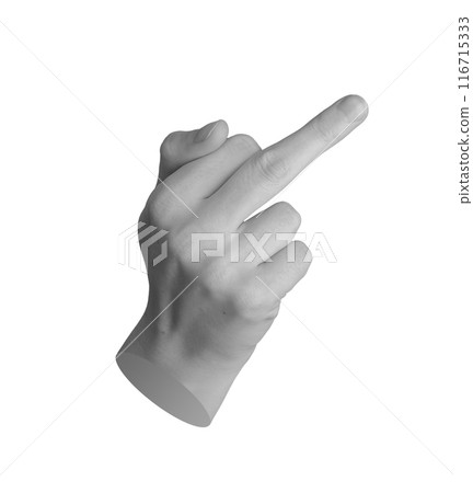Rude gesture, fuck off symbol with middle finger, hand sign isolated on white background 116715333