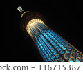 The illuminated Skytree emerges in the dark night 116715387