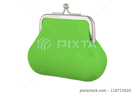 Coin Purse, green color. 3D rendering 116715620