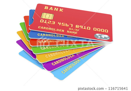 Credit Bank Cards, 3D rendering 116715641