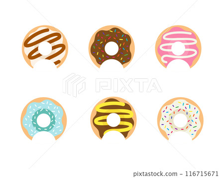six anonymous profiles with donut as background. Isolated Vector Illustration 116715671