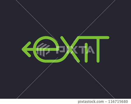 The Exit text with green color. Isolated Vector Illustration The Exit text with green color. Isolated Vector Illustration 116715680