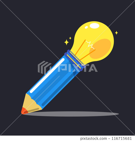 A pencil with light bulb on the other side. Isolated Vector Illustration A pencil with light bulb on the other side. Isolated Vector Illustration 116715681