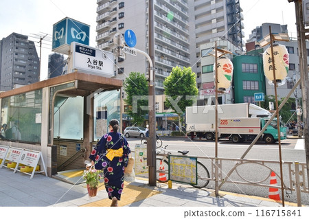 Morning in front of Iriya Station in Iriya Morning Glory City, Tokyo 116715841