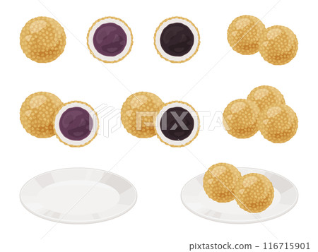 芝麻餃子插畫素材集 芝麻餃子插畫素材集 116715901