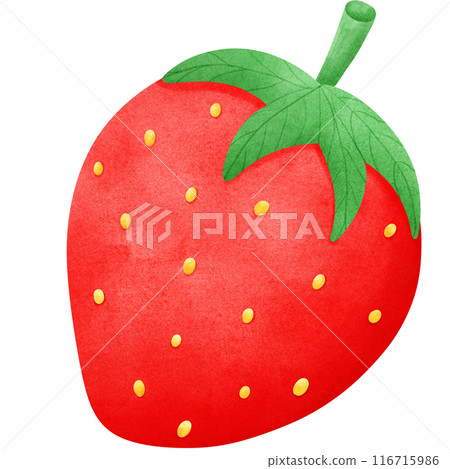 Strawberry fruit has leaves on top, translucent background. Strawberry fruit has leaves on top, translucent background. 116715986