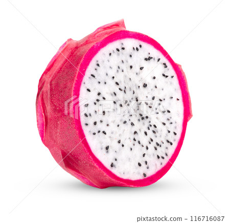 dragon fruit, pitaya slice isolated on white background 116716087