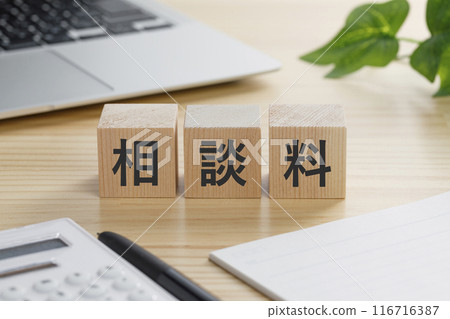 A building block with the words "Consultation Fee" written on it 116716387