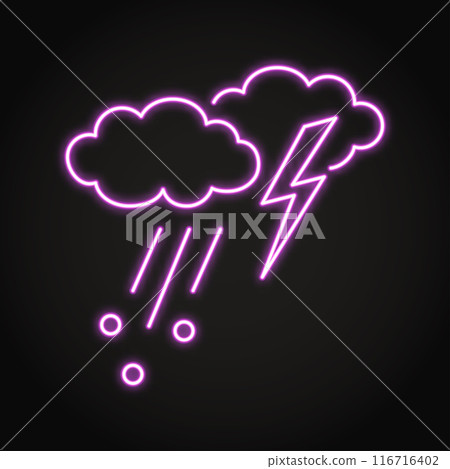 Storm and hail neon icon Storm and hail neon icon 116716402