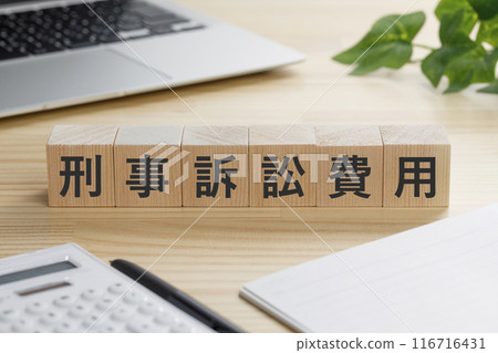 表示刑事訴訟費用的積木塊。 表示刑事訴訟費用的積木塊。 116716431