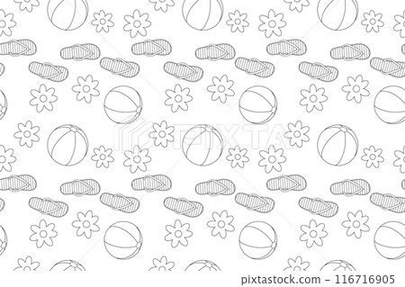 Summer Beach Coloring Page Vector Summer Beach Coloring Page Vector 116716905