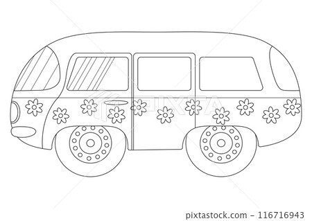 Hippie Van Coloring Page Hippie Van Coloring Page 116716943