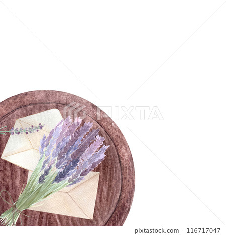Envelopes on a wooden tray with blue tansy flowers isolated on white. Hand painted in watercolor. High quality illustration for cards, packages, essential oil, infusions, herbal tea, notebooks design Envelopes on a wooden tray with blue tansy flowers isolated on white. Hand painted in watercolor. High quality illustration for cards, packages, essential oil, infusions, herbal tea, notebooks design 116717047