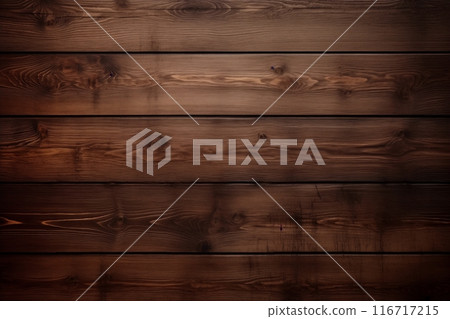 Heavy dark brown wood grain texture background 116717215