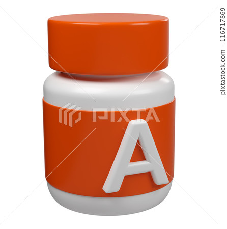 3D tube Vitamin A mockup tablet pharmacy icon. For science and beauty pharmacy cosmetic conceptual isolated on white background 3D tube Vitamin A mockup tablet pharmacy icon. For science and beauty pharmacy cosmetic conceptual isolated on white background 116717869