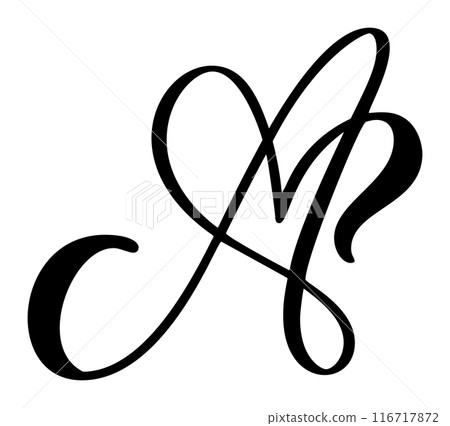 Hand drawn vector calligraphy love letter A. Script capital font logo. Handwritten brush style flourish. Vintage heart monogram. element Valentine flourish. sign for page decoration design Hand drawn vector calligraphy love letter A. Script capital font logo. Handwritten brush style flourish. Vintage heart monogram. element Valentine flourish. sign for page decoration design 116717872