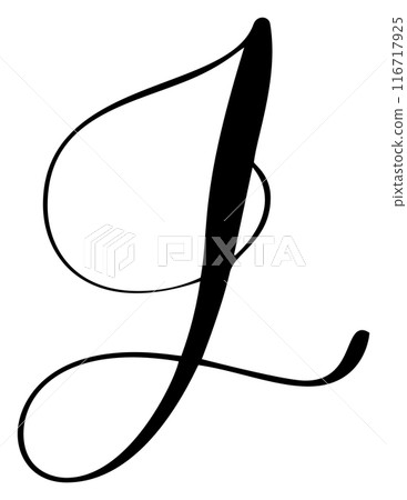 Hand drawn vector calligraphy letter capital J. Script font logo initials. Handwritten brush style flourish 116717925