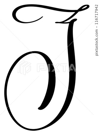 Vector calligraphy hand drawn letter J icon logo. Script font. Handwritten brush style 116717942
