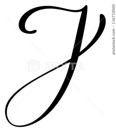 Vector calligraphy hand drawn letter J icon logo. Script font. Handwritten brush style Vector calligraphy hand drawn letter J icon logo. Script font. Handwritten brush style 116718000