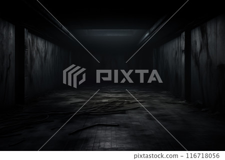 與黑板牆的木製背景。非常適合產品模型和展示。橫幅展示 116718056