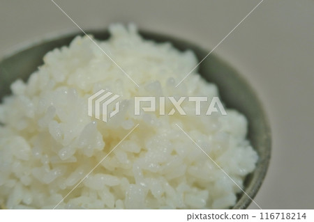 Rice in a Suzu-yaki bowl 116718214