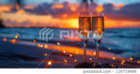Champagne Toasts at Sunset Beach Champagne Toasts at Sunset Beach 116718406