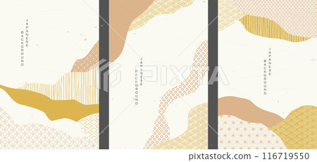 具有日本圖案和抽象形狀的背景集合 116719550