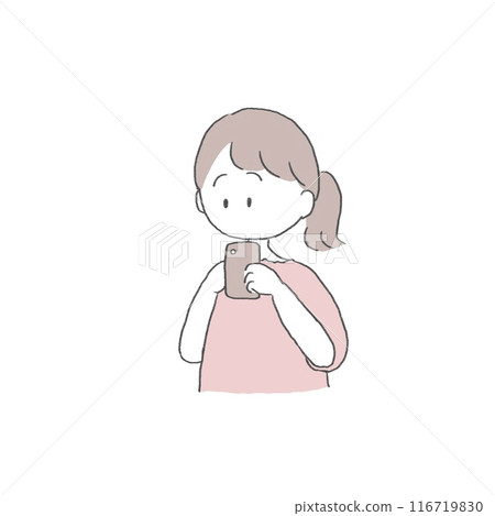 女孩看著智慧型手機 女孩看著智慧型手機 116719830