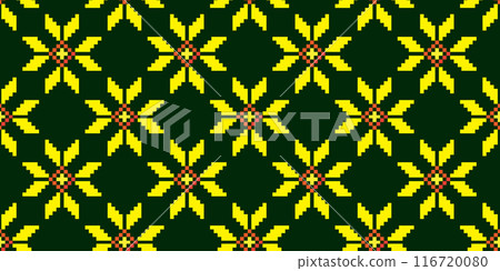 Abstract geometric ethnic flower pattern seamless vector pixel design for clothing, fabric, background, wallpaper, wrapping, batik. Knitwear, Embroidery style. Aztec geometric art ornament print. Abstract geometric ethnic flower pattern seamless vector pixel design for clothing, fabric, background, wallpaper, wrapping, batik. Knitwear, Embroidery style. Aztec geometric art ornament print. 116720080