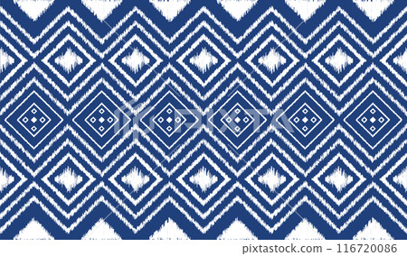 Geometric ethnic navy blue pattern Ikat seamless abstract design for fabric print cloth dress carpet curtains and sarong Aztec African Indian Indonesian . Geometric ethnic navy blue pattern Ikat seamless abstract design for fabric print cloth dress carpet curtains and sarong Aztec African Indian Indonesian . 116720086
