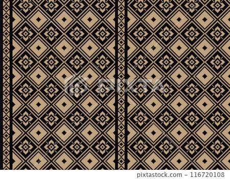 Abstract pixel geometric shape pattern seamless design for clothing, fabric, background, wallpaper, wrapping, batik. Knitwear, Embroidery style. Aztec geometric art ornament print. Abstract pixel geometric shape pattern seamless design for clothing, fabric, background, wallpaper, wrapping, batik. Knitwear, Embroidery style. Aztec geometric art ornament print. 116720108