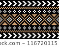 Abstract geometric fabric pattern seamless vector pixel design for clothing, fabric, background, wallpaper, wrapping, batik. Knitwear, Embroidery style. Aztec geometric art ornament print. 116720115