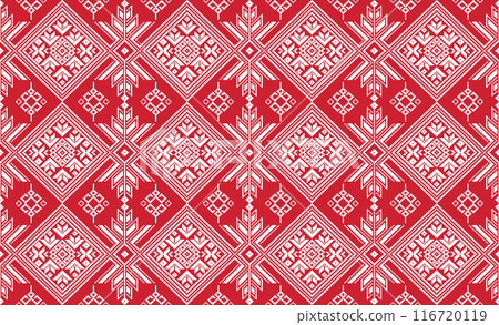 Geometric ethnic pixel pattern. vector design for clothing, fabric, background, wallpaper, wrapping, batik. Knitwear, Embroidery style. Aztec geometric art ornament print. 116720119
