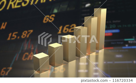The gold chart on Business background 3d rendering. 116720334
