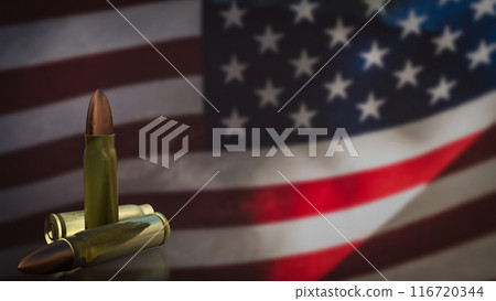 The Bullet on us flag Background for law or war concept 3d rendering. The Bullet on us flag Background for law or war concept 3d rendering. 116720344